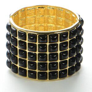 Kenneth Jay Lane KJL Polished Gold Black Pyramid Bracelet